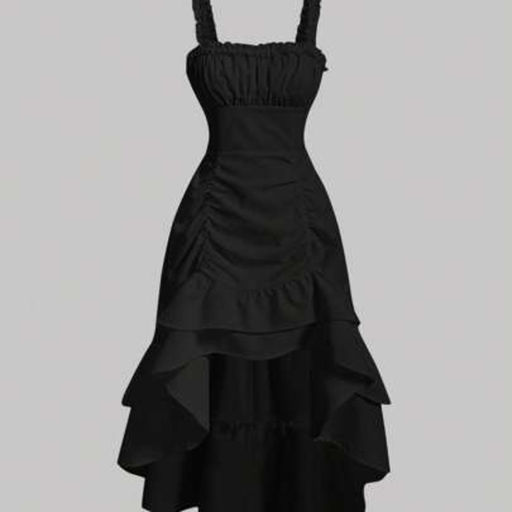 Black Ruffled High-Low Dress - Picture 4 of 4